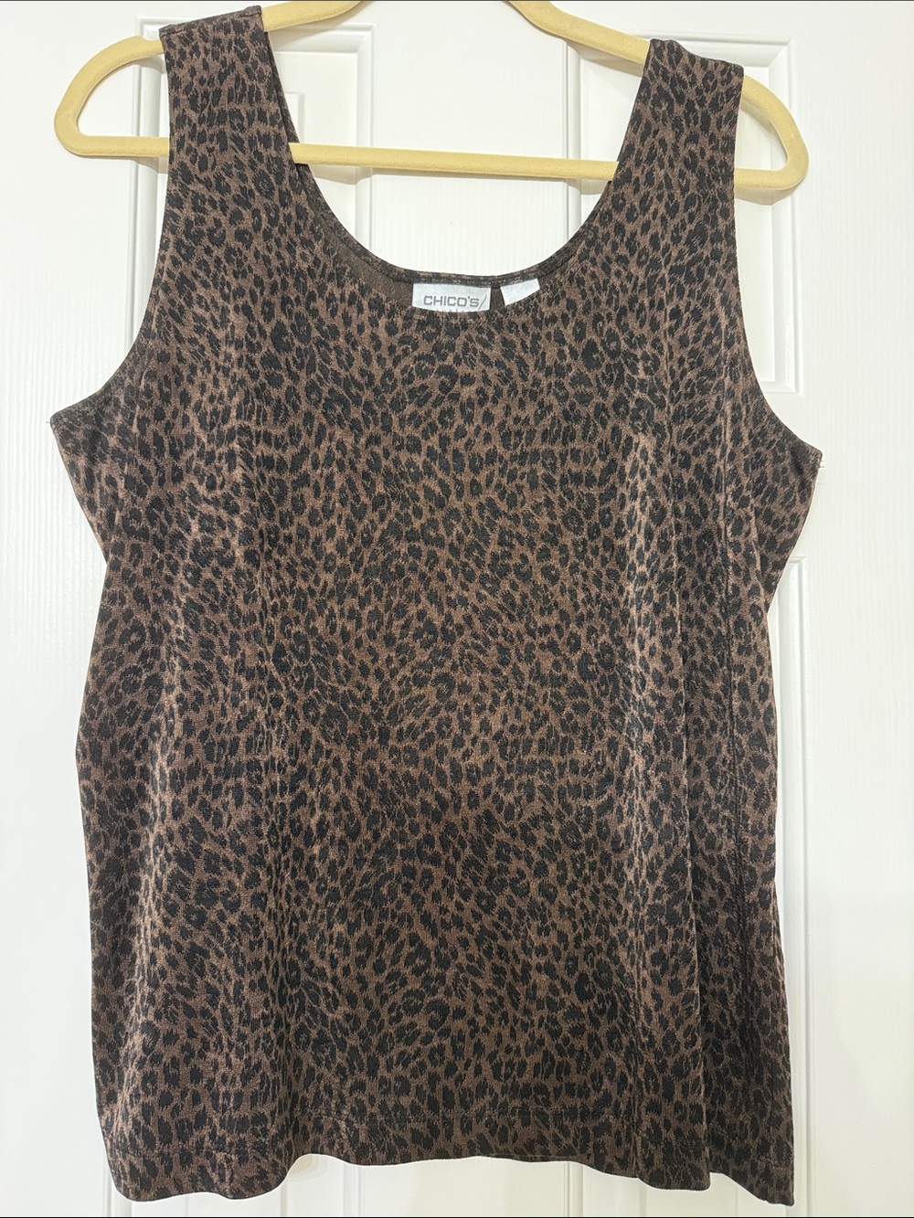 Chico's Brown and Black Leopard-Print Scoop Neck Tank